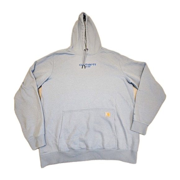 Carhartt‎ Force Relaxed Fit Hooded Sweatshirt Casual Workwear Blue Men's XL Tall - Picture 1 of 16